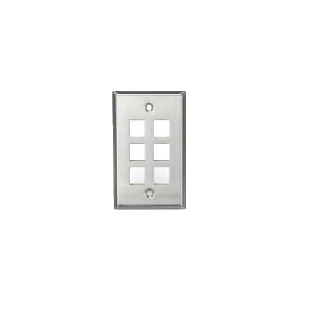 Leviton 6-Port Wallplate Unloaded, 1-Gang Use W/Snap-In Modules 43080-1S6